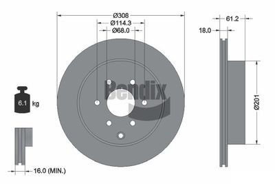 Тормозной диск BENDIX Braking BDS2111 для RENAULT ALASKAN