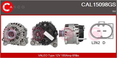 CASCO CAL15098GS Генератор для VW MULTIVAN VI (SGF, SGM, SGN, SHM, SHN)