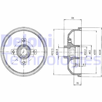 Тормозной барабан DELPHI BF293 для OPEL TIGRA