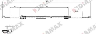 Тросик, cтояночный тормоз DIAMAX AA3030 для PEUGEOT 207