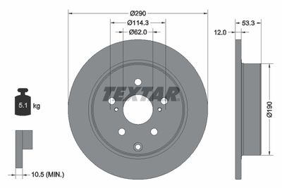 Тормозной диск TEXTAR 92314203 для TOYOTA PRIUS