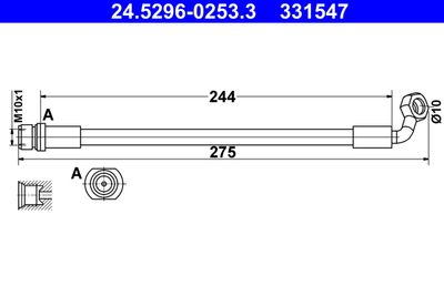 ATE 24.5296-0253.3 Тормозной шланг  для LEXUS GX (Лексус Гx)