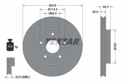 TEXTAR 92232703 Тормозные диски  для TOYOTA NOAH/VOXY (Тойота Ноах/воx)