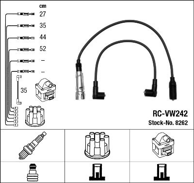 Комплект проводов зажигания NGK 8262 для AUDI 100
