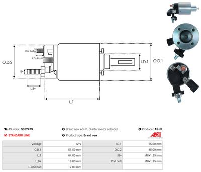 Elektromagnetický spínač, startér AS-PL SS5247S