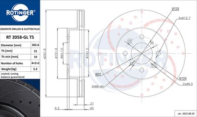 ROTINGER RT 2058-GL T5 Тормозные диски  для HONDA ACCORD (Хонда Аккорд)