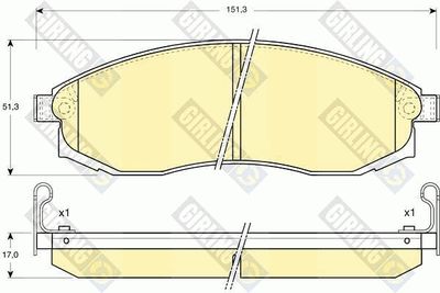 Комплект тормозных колодок, дисковый тормоз GIRLING 6131249 для MITSUBISHI L200