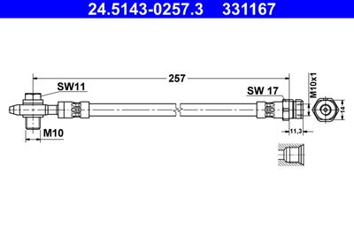 Тормозной шланг ATE 24.5143-0257.3 для AUDI Q3