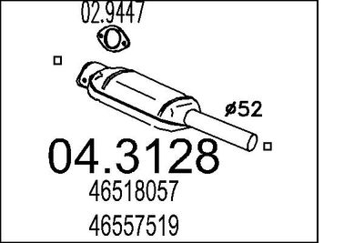 Катализатор MTS 04.3128 для FIAT MULTIPLA
