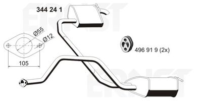 ERNST 344241 Глушитель выхлопных газов  для FORD MONDEO III (B5Y) 1.8 SCi