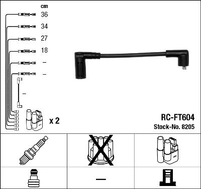 Комплект проводов зажигания NGK 8205 для FIAT CINQUECENTO
