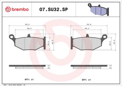Set placute frana BREMBO 07SU32SP