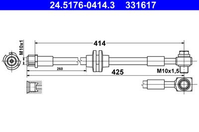 Тормозной шланг ATE 24.5176-0414.3 для OPEL ZAFIRA