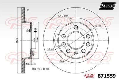 Тормозной диск MAXTECH 871559 для OPEL GT