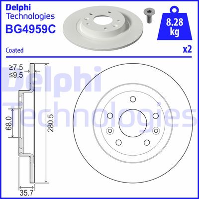 Тормозной диск DELPHI BG4959C для MAZDA CX-3