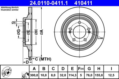 Тормозной диск ATE 24.0110-0411.1 для KIA OPTIMA