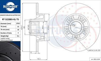 Tarcza hamulcowa ROTINGER RT 3228BS-GL T5