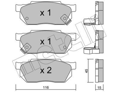 Комплект тормозных колодок, дисковый тормоз METELLI 22-0247-1 для HONDA CRX