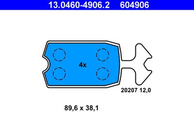 Комплект тормозных колодок, дисковый тормоз ATE 13.0460-4906.2 для CITROËN DYANE