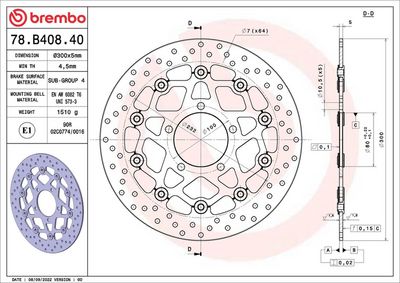 Brake disc Voor drijvend, 300/80x5mm 5x100mm, diameter bevestigingsgat 10,5mm, hoogte (tussenruimte) 0 past: KAWASAKI ER-6F 1000/1000 (ABS)/1000 (Ninja)/600 (Ninja)/636/650/650 (Versys)/650 ABS/750 20