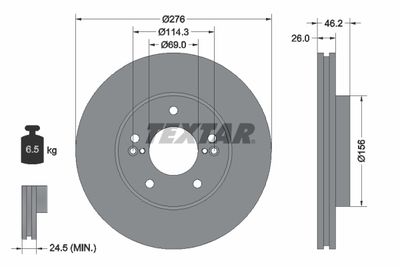 Тормозной диск TEXTAR 92173203 для HYUNDAI XG