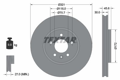 Тормозной диск TEXTAR 92256803 для OPEL CASCADA