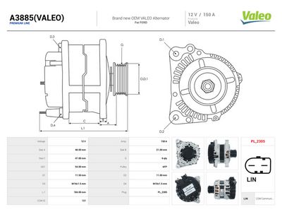 Laturi AS-PL A3885(VALEO) – FORD