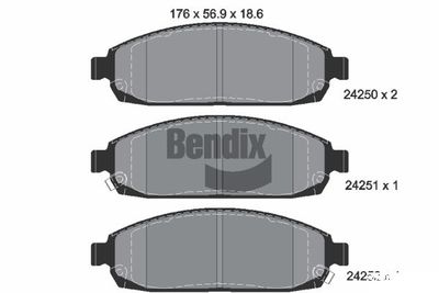 Комплект тормозных колодок, дисковый тормоз BENDIX Braking BPD2114 для JEEP COMMANDER
