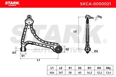 носач, окачване на колелата STARK SKCA-0050021