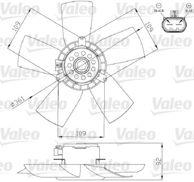 Вентилятор, охлаждение двигателя VALEO 696279 для OPEL VECTRA