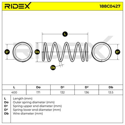 пружина за ходовата част RIDEX 188C0427