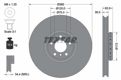 TEXTAR 92266425 Тормозные диски  для BMW X6 (Бмв X6)