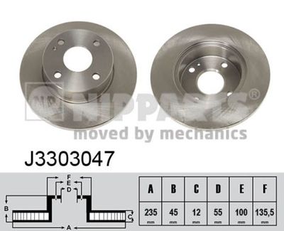 NIPPARTS J3303047 Тормозные диски  для MAZDA 121 II (DB) 1.3 i 16V
