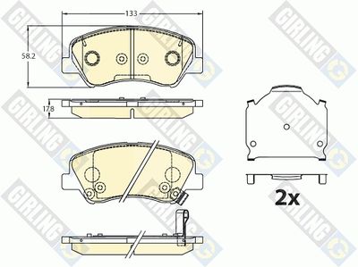 Комплект тормозных колодок, дисковый тормоз GIRLING 6136306 для HYUNDAI SOLARIS