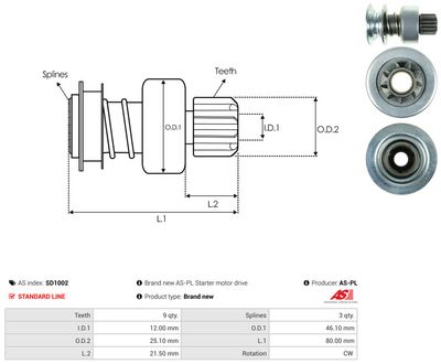 Friløpsgir, starter AS-PL SD1002