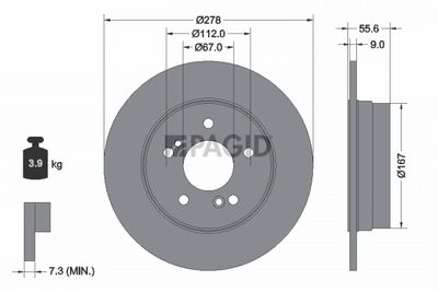 Tarcza hamulcowa PAGID 52153NC