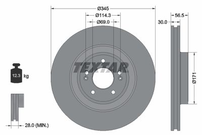 Тормозной диск TEXTAR 92314805 для KIA STINGER