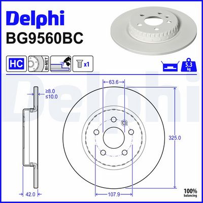 спирачен диск DELPHI BG9560BC