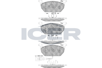комплект спирачно феродо, дискови спирачки ICER