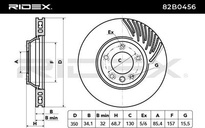 спирачен диск RIDEX 82B0456