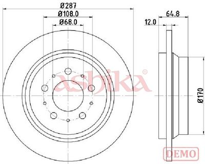 спирачен диск ASHIKA 61-00-0321C