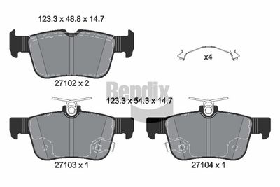 комплект спирачно феродо, дискови спирачки BENDIX Braking BPD2700