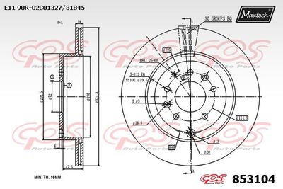 Тормозной диск MAXTECH 853104 для MAZDA CX-9