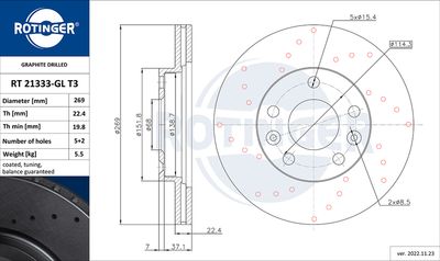 Tarcza hamulcowa ROTINGER RT 21333-GL T3