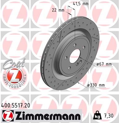 Тормозной диск ZIMMERMANN 400.5517.20 для MERCEDES-BENZ SLC