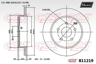 MAXTECH 811219 Тормозные диски для CHRYSLER CIRRUS