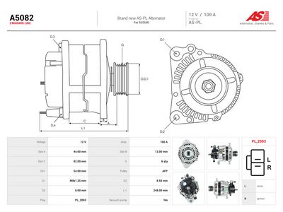 AS-PL - Alternátor MITSUBISHI, SUZUKI , A5082