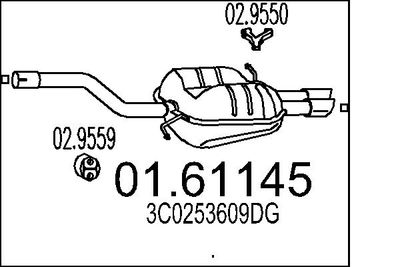 Глушитель выхлопных газов конечный MTS 01.61145 для VW PASSAT