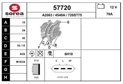 Генератор EAI 57720 для KIA PICANTO