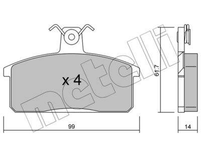 Комплект тормозных колодок, дисковый тормоз METELLI 22-0026-4 для IVECO MASSIF